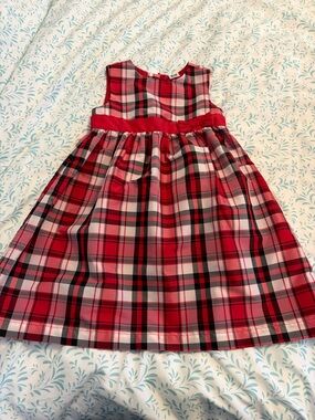 Carter's Red and Black Plaid Satin-Waist Holiday Dress